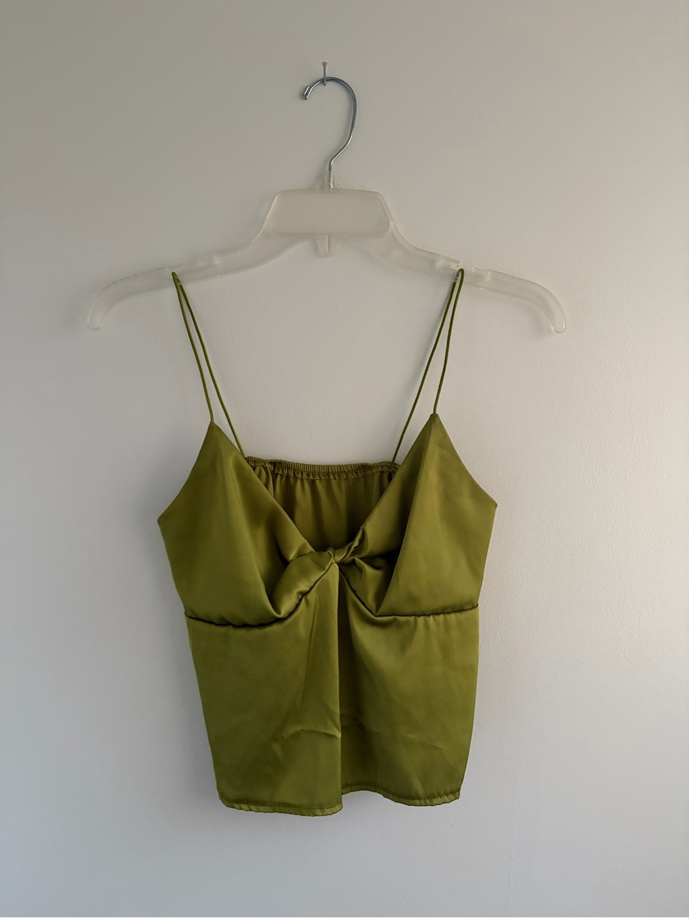 Olive Green Satin Twist Front Cami Top